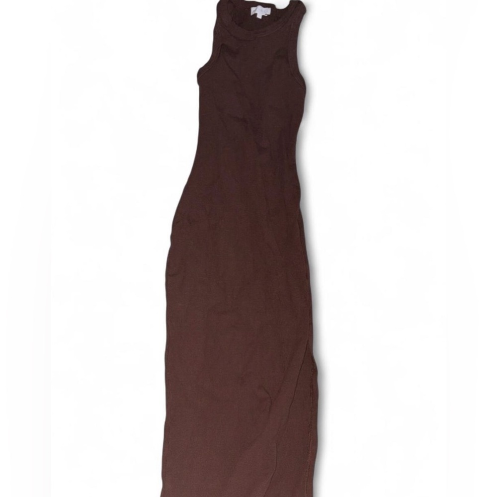 Meshki Brown Halter Slip Maxi Dress